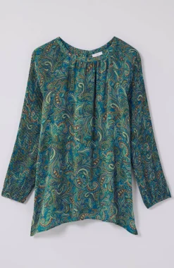 Paisley Pleated-Sleeves Tunic
