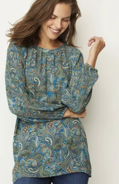 Paisley Pleated-Sleeves Tunic