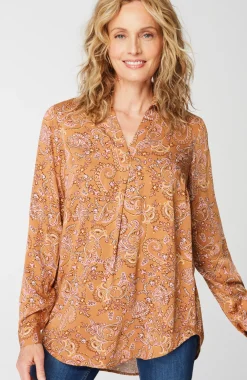 Paisley-Printed Satin Tunic
