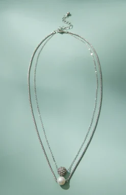 Pearl & Pavé Drop Necklace