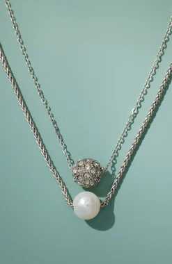 Pearl & Pavé Drop Necklace