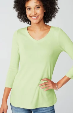 Pima 3/4-Sleeve V-Neck Tee