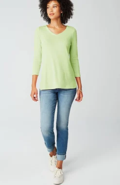 Pima 3/4-Sleeve V-Neck Tee
