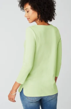 Pima 3/4-Sleeve V-Neck Tee