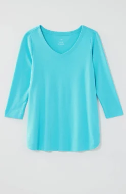Pima 3/4-Sleeve V-Neck Tee