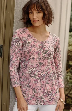 Pima 3/4-Sleeve V-Neck Tee