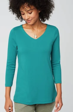 Pima 3/4-Sleeve V-Neck Tee