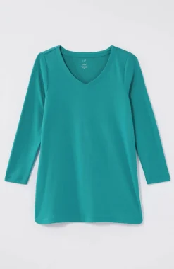 Pima 3/4-Sleeve V-Neck Tee