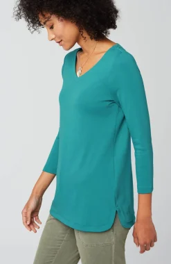 Pima 3/4-Sleeve V-Neck Tee