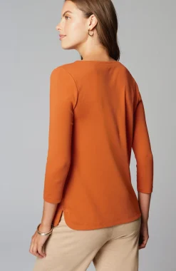 Pima 3/4-Sleeve V-Neck Tee