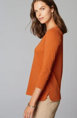 Pima 3/4-Sleeve V-Neck Tee