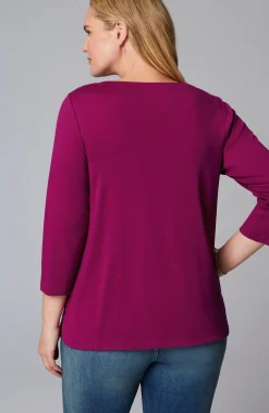 Pima 3/4-Sleeve V-Neck Tee
