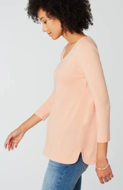 Pima 3/4-Sleeve V-Neck Tee