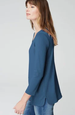 Pima 3/4-Sleeve V-Neck Tee