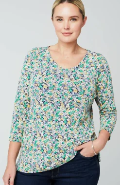 Pima 3/4-Sleeve V-Neck Tee
