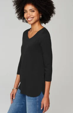 Pima 3/4-Sleeve V-Neck Tee