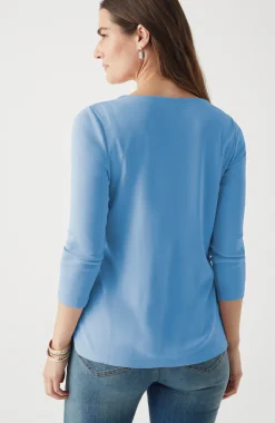 Pima 3/4-Sleeve V-Neck Tee