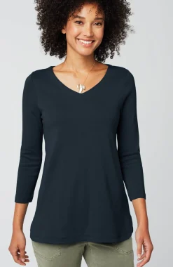 Pima 3/4-Sleeve V-Neck Tee