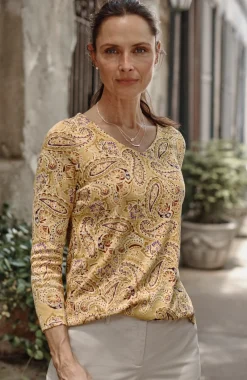 Pima 3/4-Sleeve V-Neck Tee