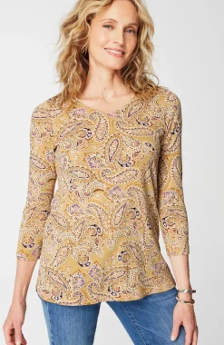 Pima 3/4-Sleeve V-Neck Tee