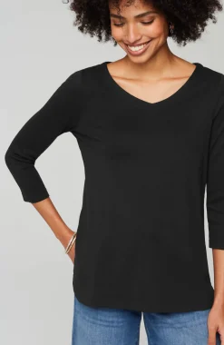 Pima 3/4-Sleeve V-Neck Tee