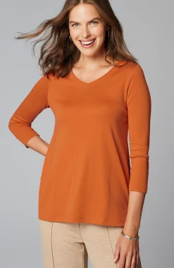 Pima 3/4-Sleeve V-Neck Tee