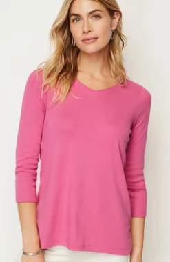 Pima 3/4-Sleeve V-Neck Tee