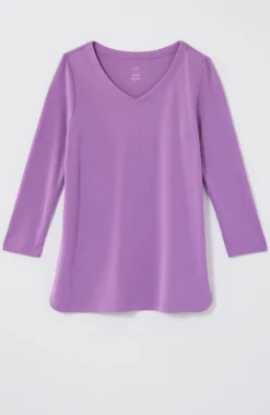 Pima 3/4-Sleeve V-Neck Tee