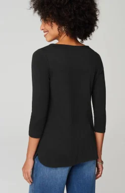 Pima 3/4-Sleeve V-Neck Tee