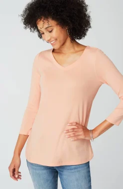 Pima 3/4-Sleeve V-Neck Tee