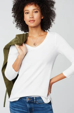Pima 3/4-Sleeve V-Neck Tee