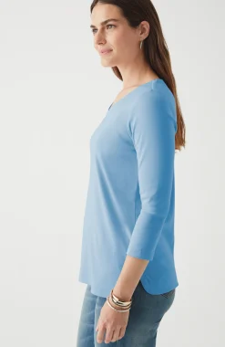 Pima 3/4-Sleeve V-Neck Tee