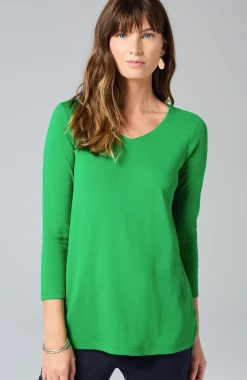 Pima 3/4-Sleeve V-Neck Tee
