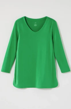 Pima 3/4-Sleeve V-Neck Tee