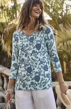 Pima 3/4-Sleeve V-Neck Tee