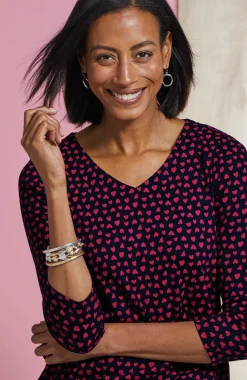 Pima 3/4-Sleeve V-Neck Tee