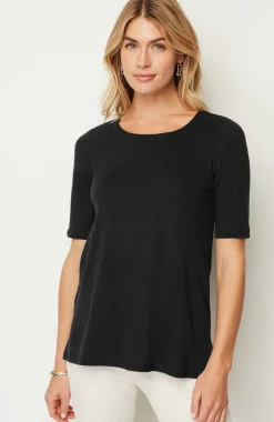 Pima-Slub Scoop-Neck Side-Slit Tee