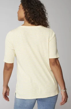 Pima-Slub Scoop-Neck Side-Slit Tee