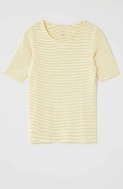 Pima-Slub Scoop-Neck Side-Slit Tee