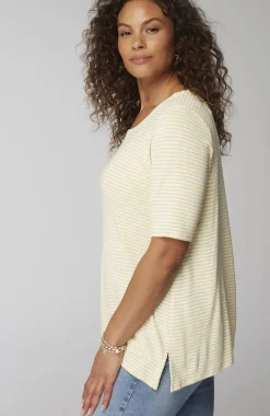 Pima-Slub Scoop-Neck Side-Slit Tee
