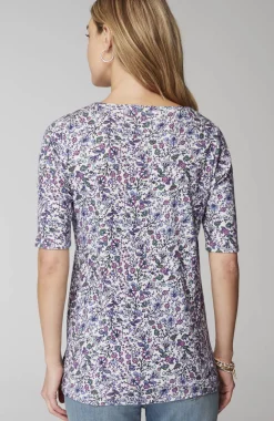 Pima-Slub Scoop-Neck Side-Slit Tee