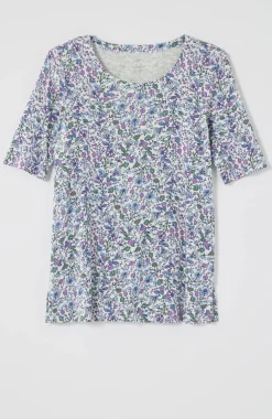 Pima-Slub Scoop-Neck Side-Slit Tee