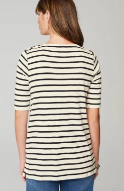 Pima-Slub Scoop-Neck Side-Slit Tee