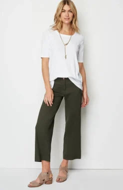 Pima-Slub Scoop-Neck Side-Slit Tee