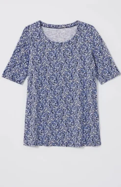 Pima-Slub Scoop-Neck Side-Slit Tee
