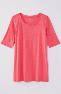 Pima-Slub Scoop-Neck Side-Slit Tee