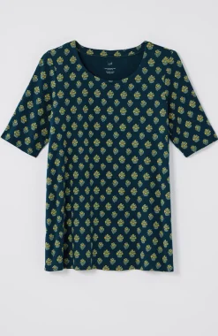 Pima-Slub Scoop-Neck Side-Slit Tee