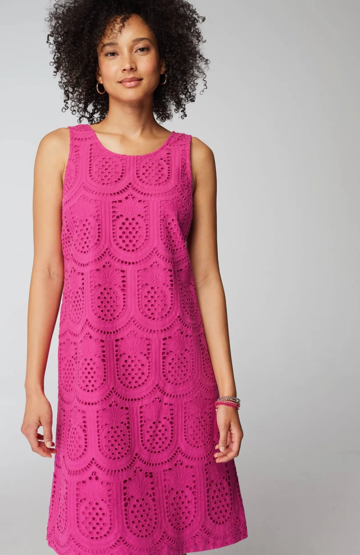 Pineapple Eyelet Shift Dress