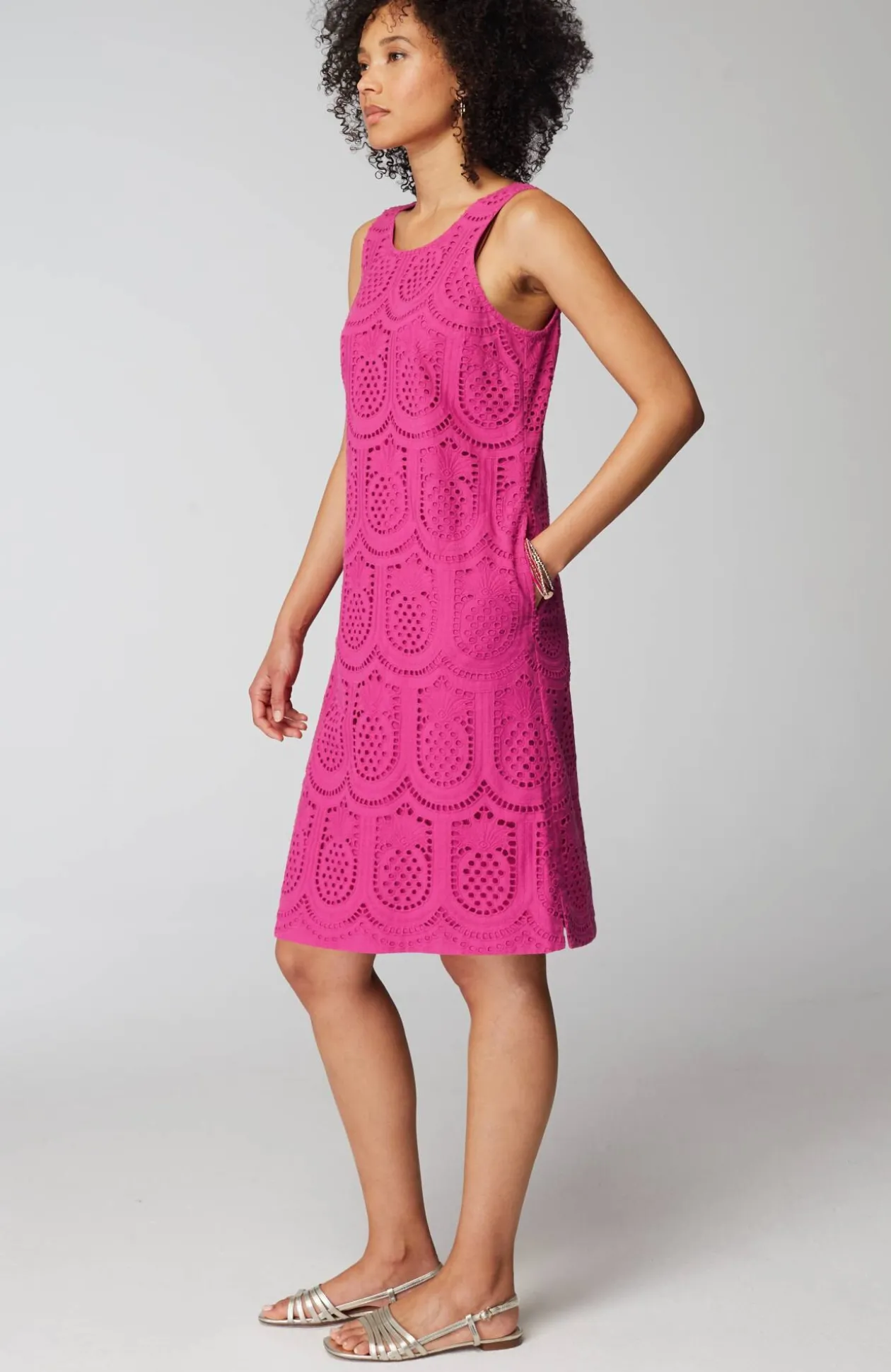 Pineapple Eyelet Shift Dress