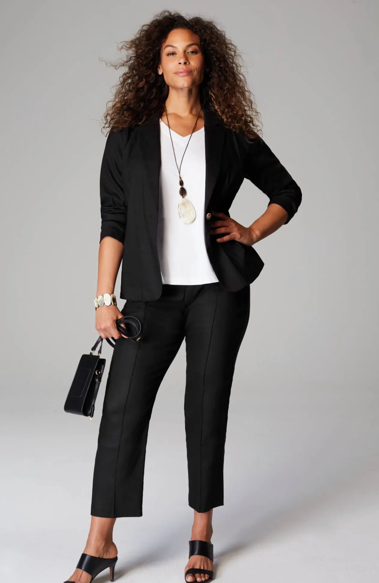 Pintucked Linen-Stretch Slim-Leg Pants